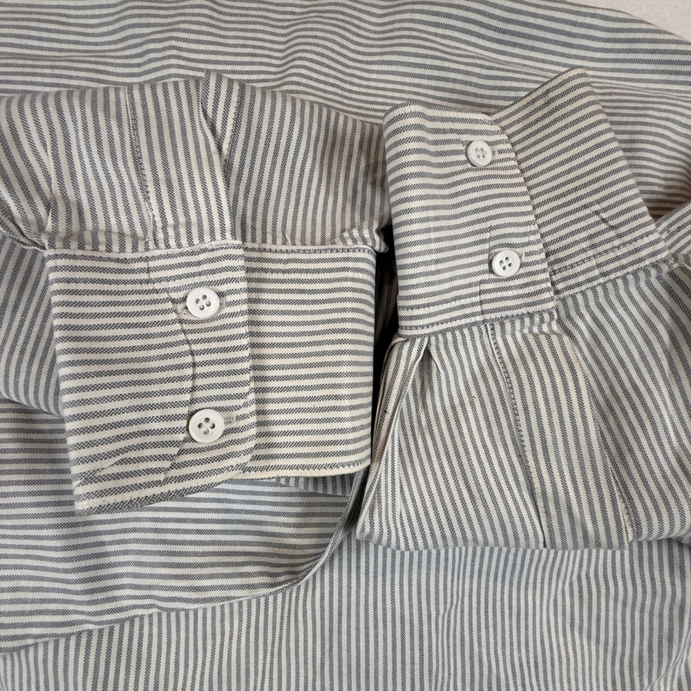 Ruddock Bros Western Shirt Mens 18x36‎ Blue White Striped Cotton Long Sleeve USA - Picture 6 of 8